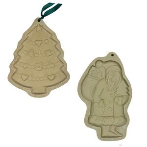 Brown bag Cookie Art 1983 / 1986 ceramic Santa and Christmas tree cookie form
